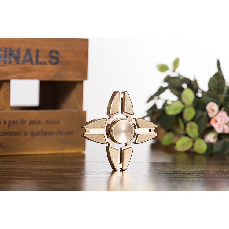 Quadrangle Pure Copper Spinner Fidget Hand Spinner High Speed EDC Focus Toy - Gold-5