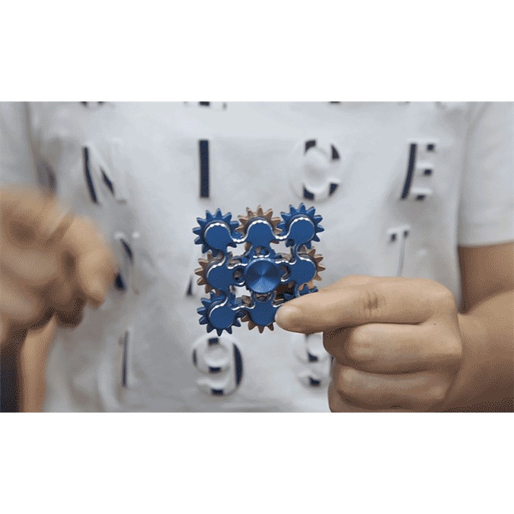 9 Gears Brass Spinner Fidget Toy Hand Spinner Great for Anxiety Stress-Relief ADHD - Blue-10