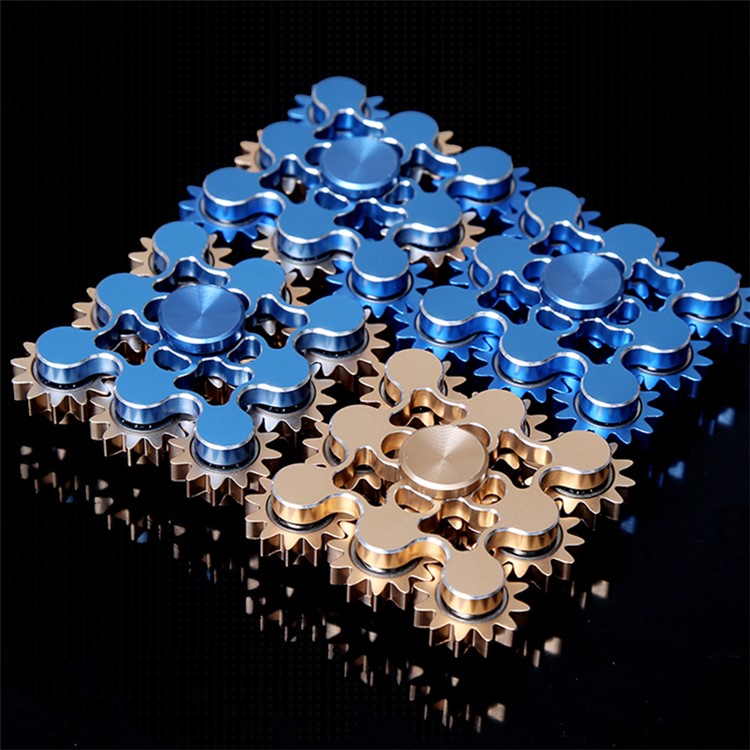 9 Gears Brass Spinner Fidget Toy Hand Spinner Great for Anxiety Stress-Relief ADHD - Blue-15