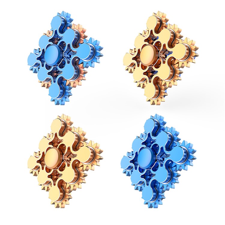 9 Gears Brass Spinner Fidget Toy Hand Spinner Great for Anxiety Stress-Relief ADHD - Blue-16