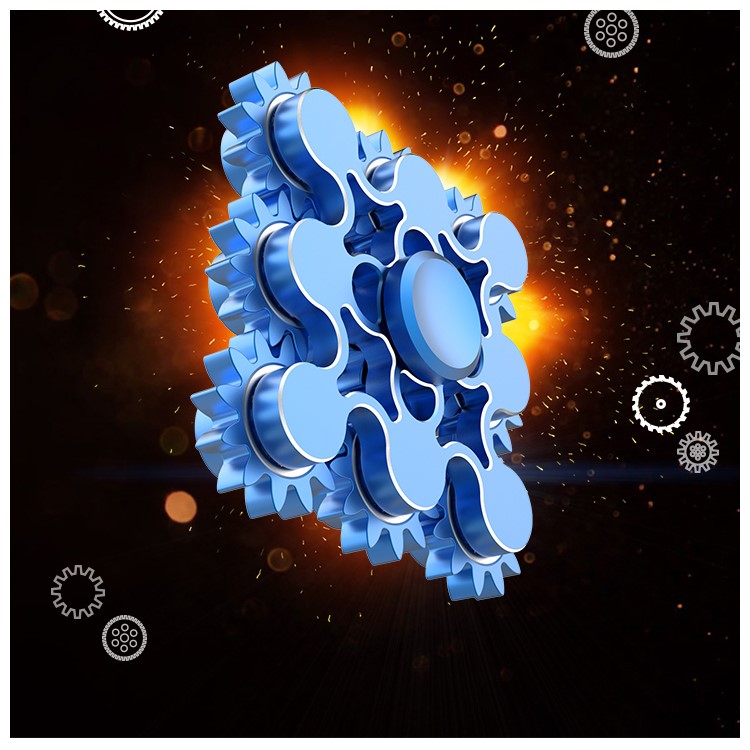 9 Gears Brass Spinner Fidget Toy Hand Spinner Great for Anxiety Stress-Relief ADHD - Blue-3