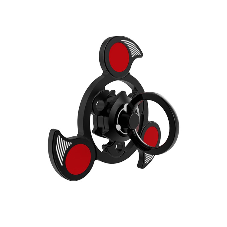 Blood Wheel Air Rotating Fingertips Gyro Tri-spinner Fidget with Detachable Ring - Black-1