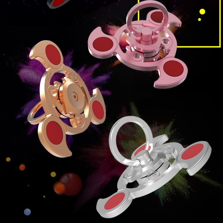 Blood Wheel Air Rotating Fingertips Gyro Tri-spinner Fidget with Detachable Ring - Black-10
