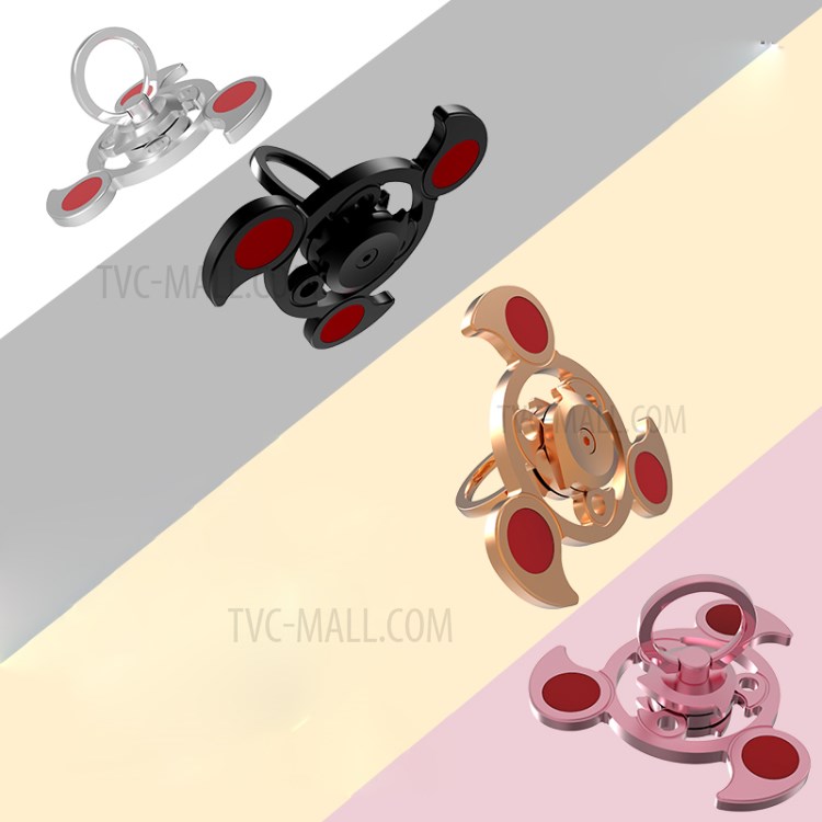 Blood Wheel Air Rotating Fingertips Gyro Tri-spinner Fidget with Detachable Ring - Black-12