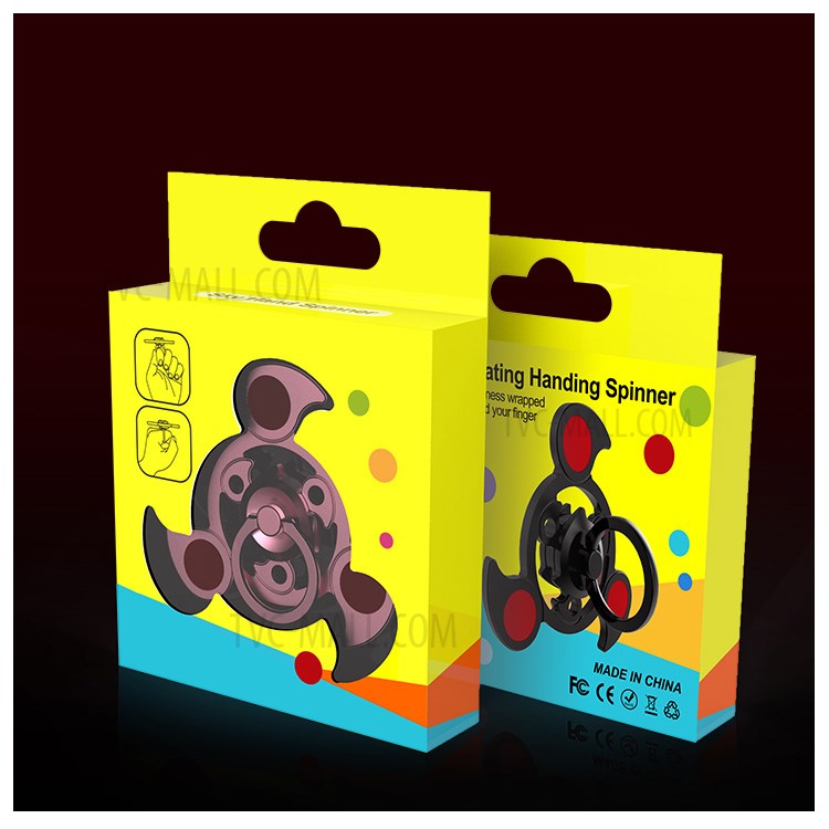 Blood Wheel Air Rotating Fingertips Gyro Tri-spinner Fidget with Detachable Ring - Black-13