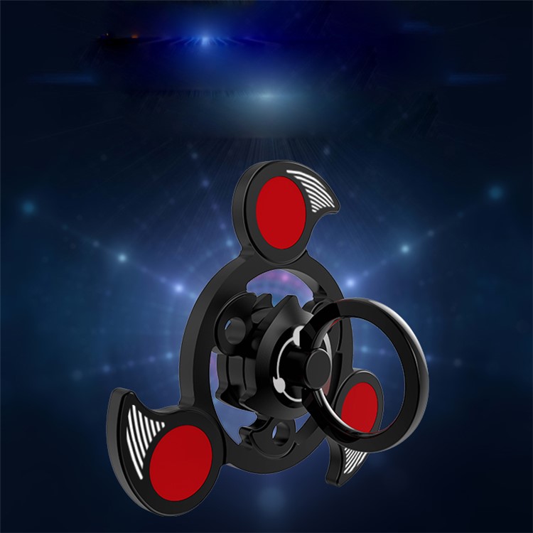 Blood Wheel Air Rotating Fingertips Gyro Tri-spinner Fidget with Detachable Ring - Black-2