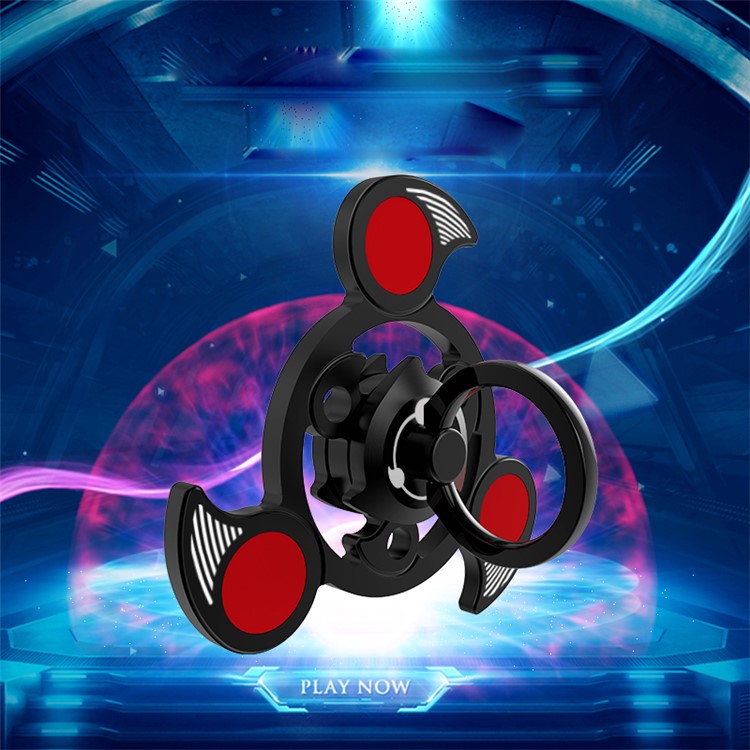 Blood Wheel Air Rotating Fingertips Gyro Tri-spinner Fidget with Detachable Ring - Black-3