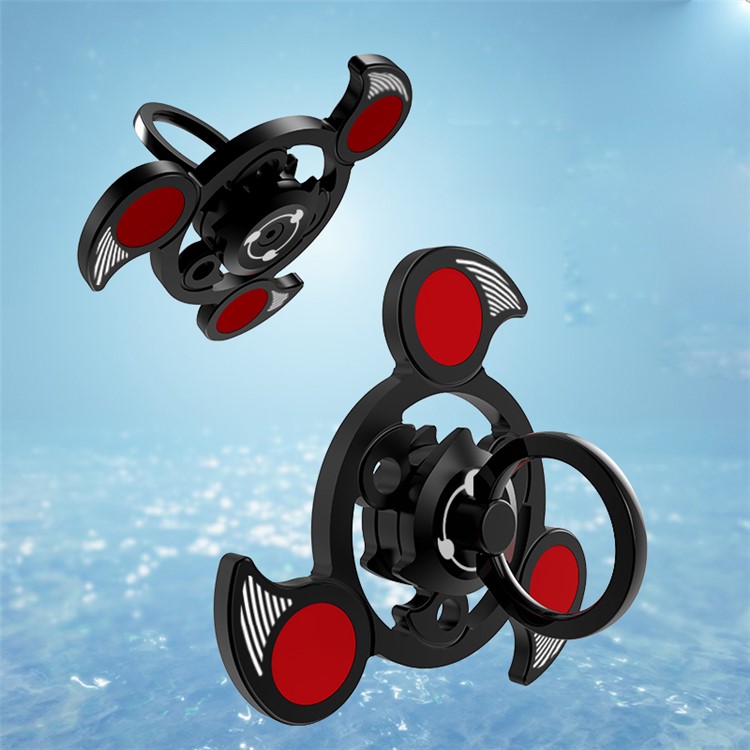 Blood Wheel Air Rotating Fingertips Gyro Tri-spinner Fidget with Detachable Ring - Black-4
