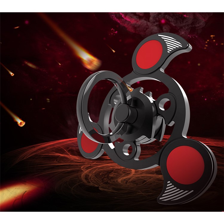 Blood Wheel Air Rotating Fingertips Gyro Tri-spinner Fidget with Detachable Ring - Black-5