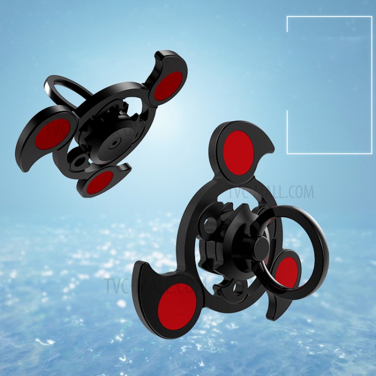 Blood Wheel Air Rotating Fingertips Gyro Tri-spinner Fidget with Detachable Ring - Black-8