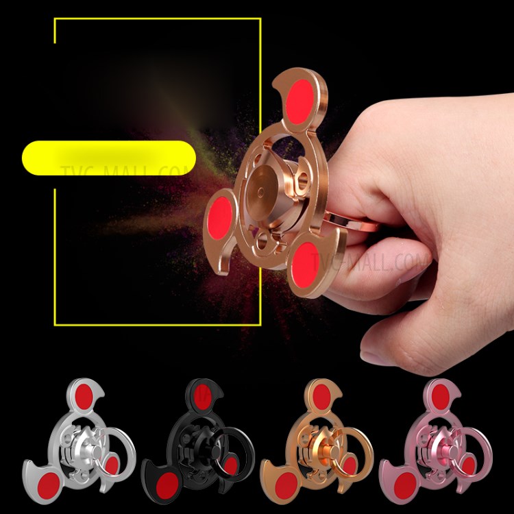 Blood Wheel Air Rotating Fingertips Gyro Tri-spinner Fidget with Detachable Ring - Black-9