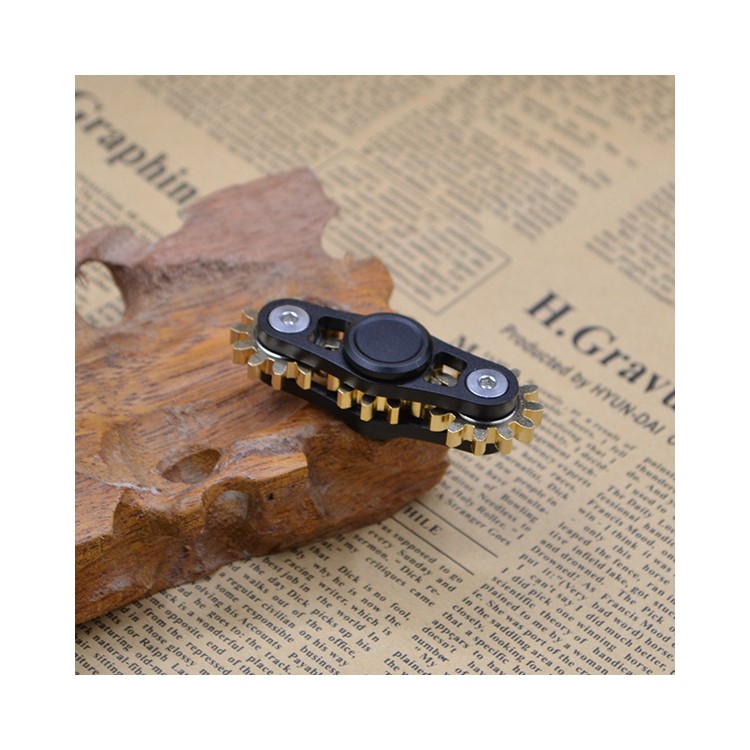 3 Gears Brass Spinner Fidget Spinner Toy Hand Spinner Great for Anxiety Stress-Relief ADHD - Black-2