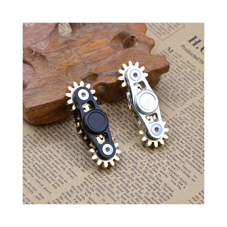 3 Gears Brass Spinner Fidget Spinner Toy Hand Spinner Great for Anxiety Stress-Relief ADHD - Black-3