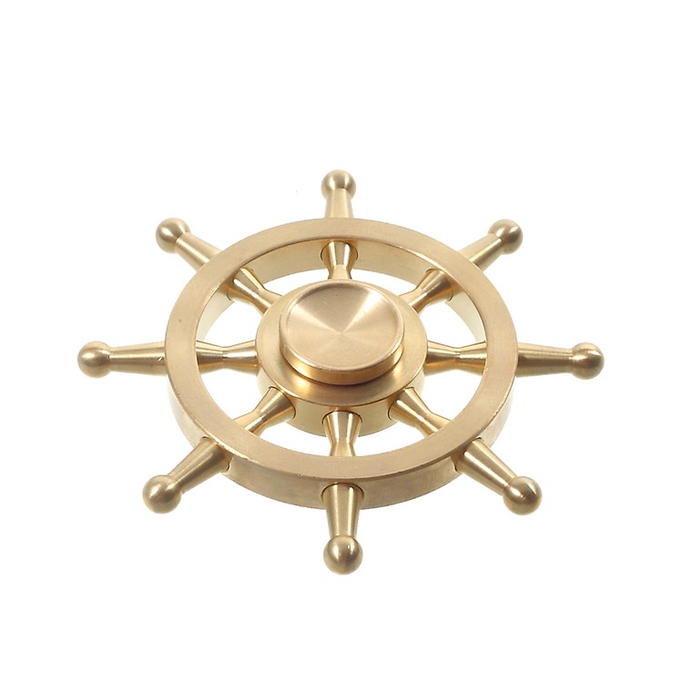 Rudder Pattern EDC Focus Toy Metal Spinner Fidget Hand Spinner - Gold-1