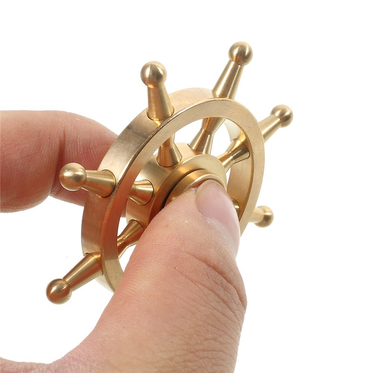 Rudder Pattern EDC Focus Toy Metal Spinner Fidget Hand Spinner - Gold-13