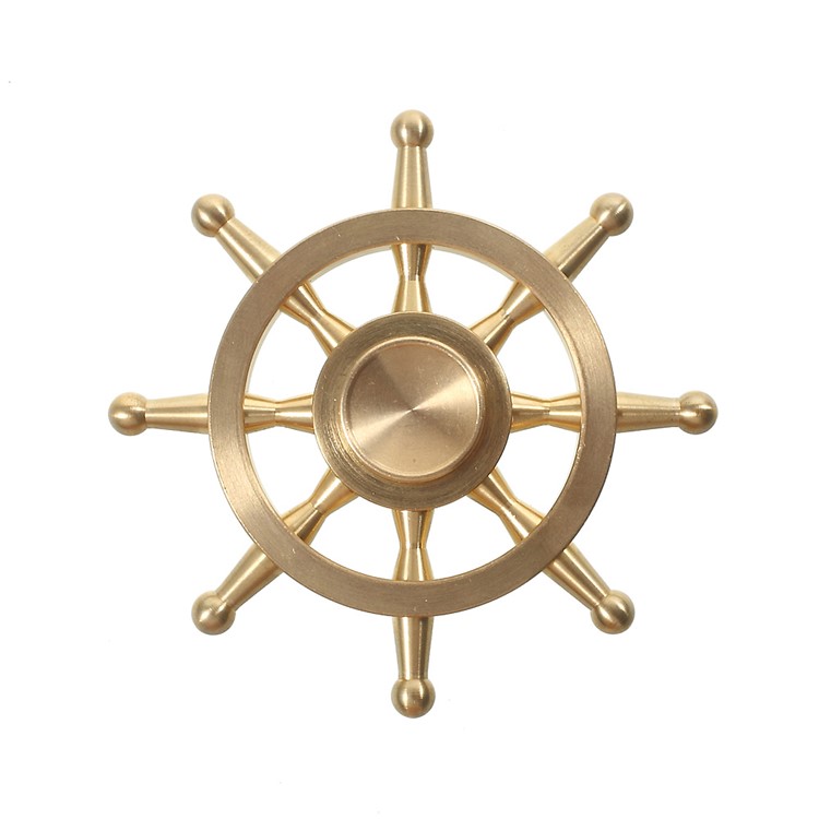Rudder Pattern EDC Focus Toy Metal Spinner Fidget Hand Spinner - Gold-4