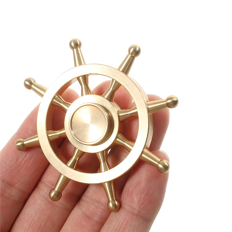 Rudder Pattern EDC Focus Toy Metal Spinner Fidget Hand Spinner - Gold-7