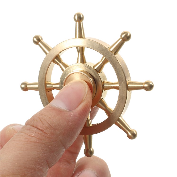 Rudder Pattern EDC Focus Toy Metal Spinner Fidget Hand Spinner - Gold-8