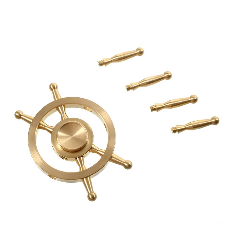 Rudder Pattern EDC Focus Toy Metal Spinner Fidget Hand Spinner - Gold-9