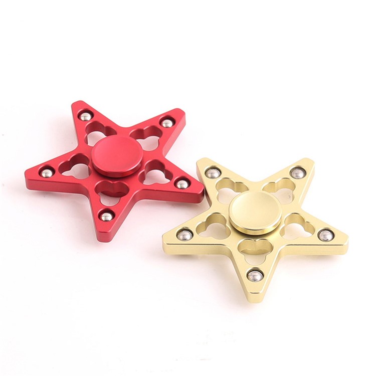 Five-pointed Star Pattern 5 Steel Balls Spinner Fidget Spinner Finger Toy ADHD Focus Toy - Black-5
