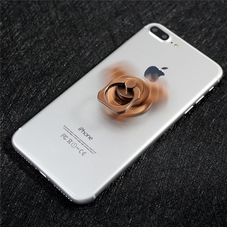Metal Finger Ring Grip Stand with Tri-Spinner Fidget Function for Cellphone Tablet - Rose Gold-1