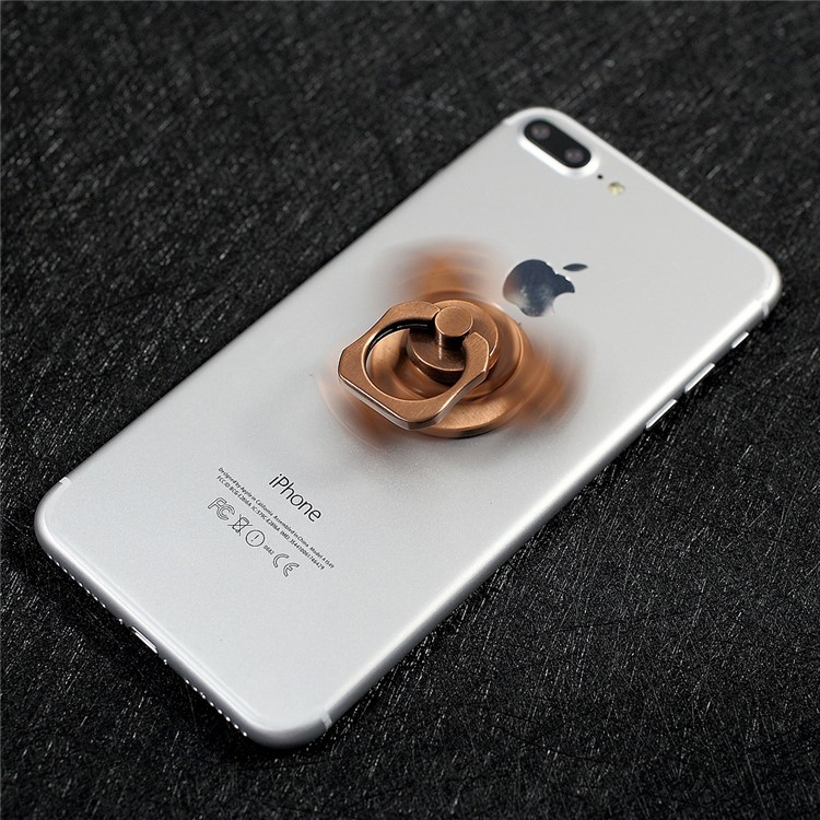 Metal Finger Ring Grip Stand with Tri-Spinner Fidget Function for Cellphone Tablet - Rose Gold-3