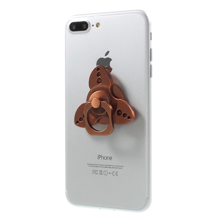 Metal Finger Ring Grip Stand with Tri-Spinner Fidget Function for Cellphone Tablet - Rose Gold-4