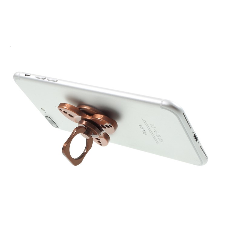 Metal Finger Ring Grip Stand with Tri-Spinner Fidget Function for Cellphone Tablet - Rose Gold-5