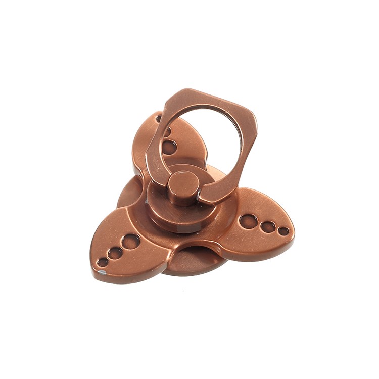 Metal Finger Ring Grip Stand with Tri-Spinner Fidget Function for Cellphone Tablet - Rose Gold-6
