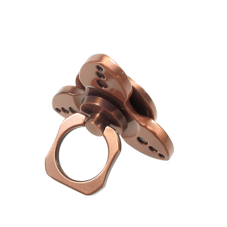 Metal Finger Ring Grip Stand with Tri-Spinner Fidget Function for Cellphone Tablet - Rose Gold-9