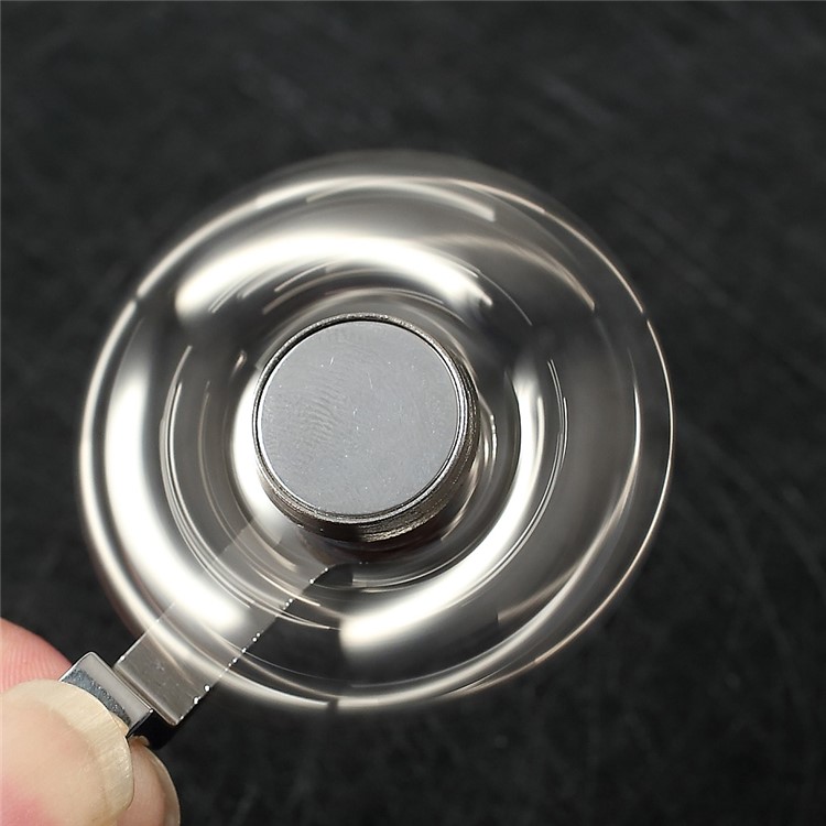 Bear Pattern Triangle Spinner Fidget Spinner Hand Toy Relieve Anxiety with Mirror and Ring Holder - Silver-3