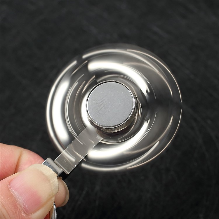 Bear Pattern Triangle Spinner Fidget Spinner Hand Toy Relieve Anxiety with Mirror and Ring Holder - Silver-4