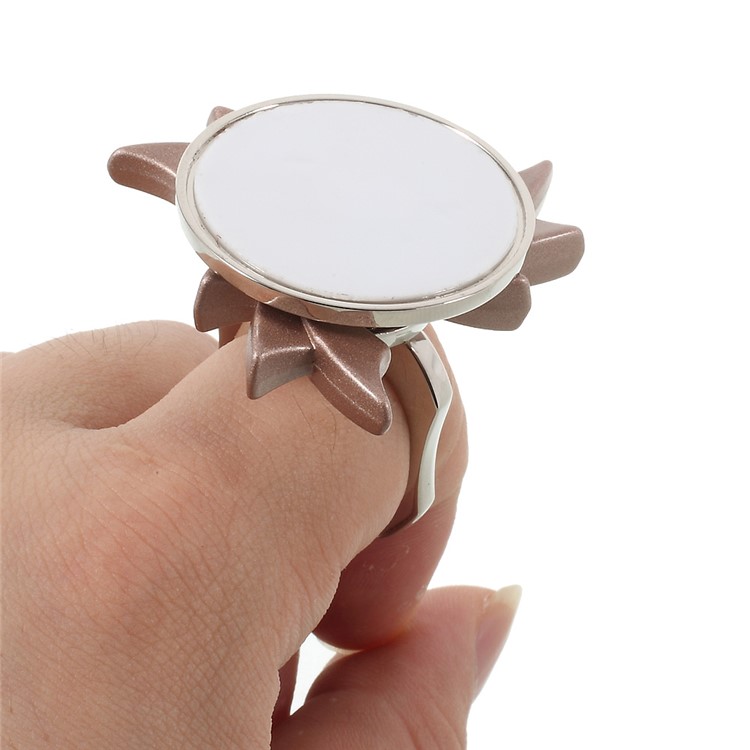 Leaf Shape Metal Finger Ring Grip Stand with Fidget Function for Cellphone Tablet-3