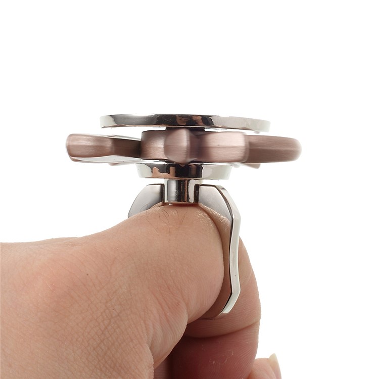 Leaf Shape Metal Finger Ring Grip Stand with Fidget Function for Cellphone Tablet-6