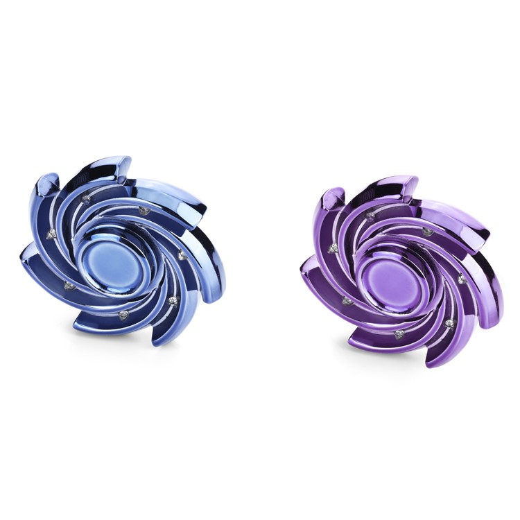 Pinwheel Shape Diamonds Decor Fidget Spinner High Speed EDC Toy for Adults and Kids - Blue-5