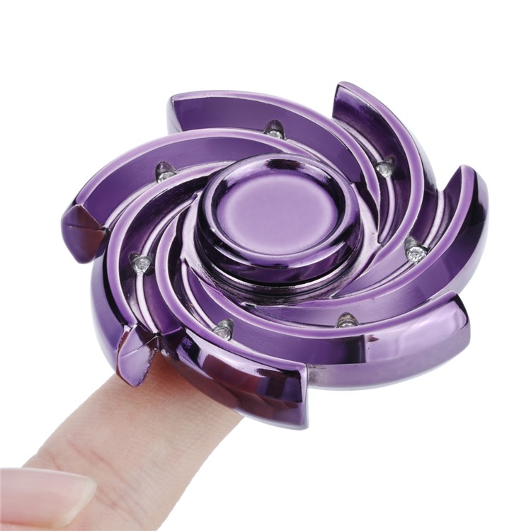 Diamante Decor Pinwheel Shape Fidget Spinner Toy Relieve Anxiety and Boredom - Purple-1