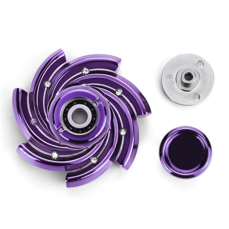 Diamante Decor Pinwheel Shape Fidget Spinner Toy Relieve Anxiety and Boredom - Purple-5