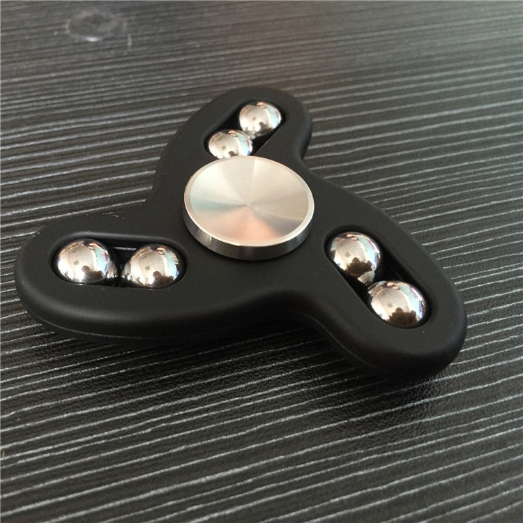 6 Steel Balls Tri-Spinner Fidget Toy Hand Spinner with R188 Bearing - Black-1