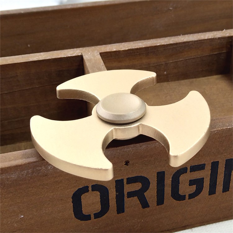 Axe Pattern Aluminum Alloy EDC Toy Tri-Spinner Fidget Spinner for ADHD Anxiety and Boredom - Gold Color-1