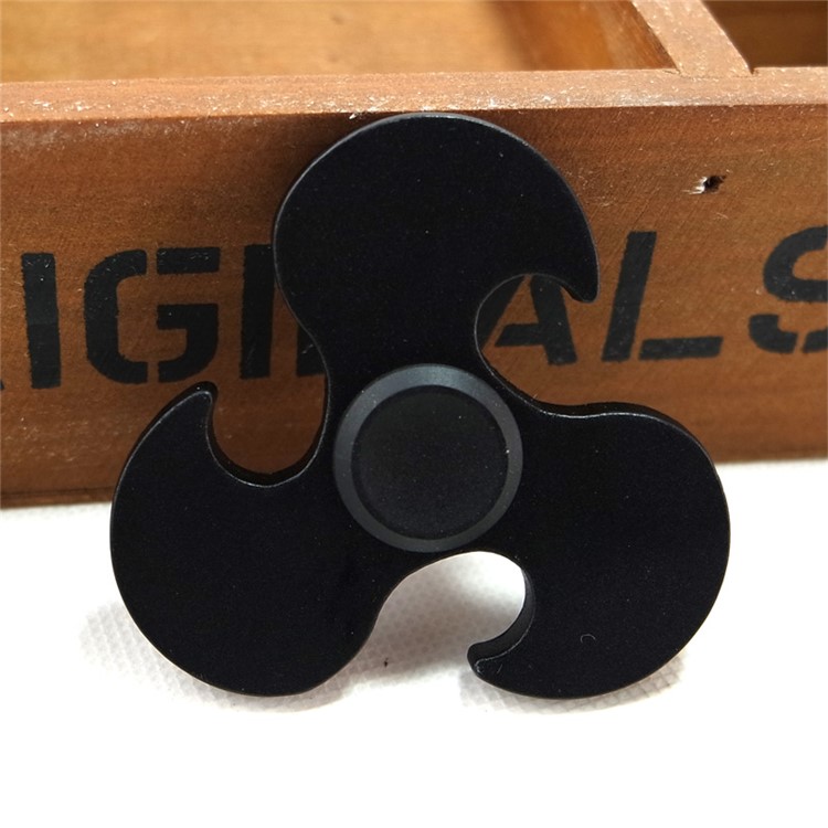 Hot Wheels Pattern Aluminum Alloy EDC Tri-Spinner Fidget Spinner for ADHD Anxiety and Boredom - Black-3