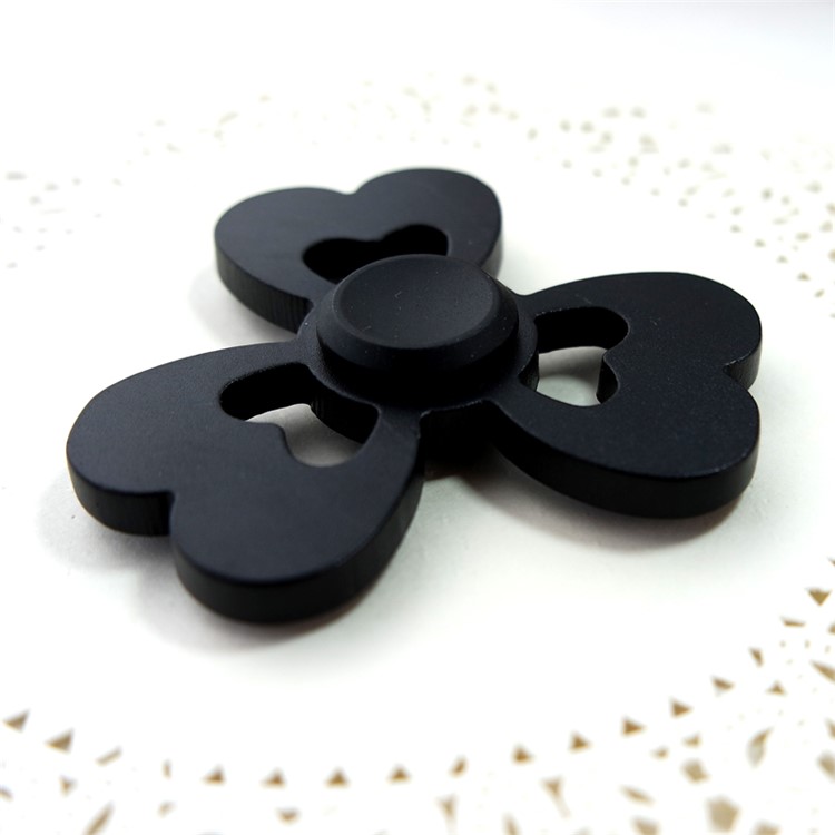 Heart Pattern Aluminum Alloy Tri-Spinner Fidget Spinner EDC Toy for ADHD Anxiety and Boredom - Black-10