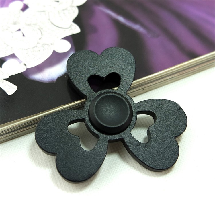 Heart Pattern Aluminum Alloy Tri-Spinner Fidget Spinner EDC Toy for ADHD Anxiety and Boredom - Black-11