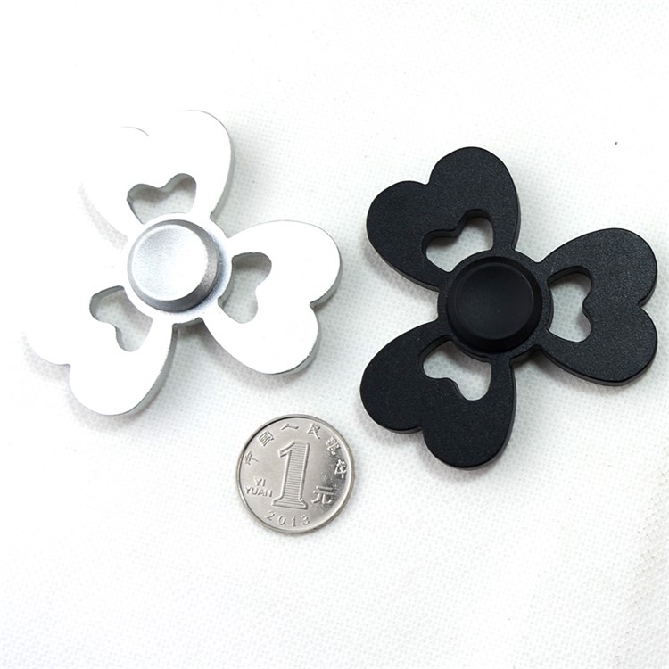 Heart Pattern Aluminum Alloy Tri-Spinner Fidget Spinner EDC Toy for ADHD Anxiety and Boredom - Black-6