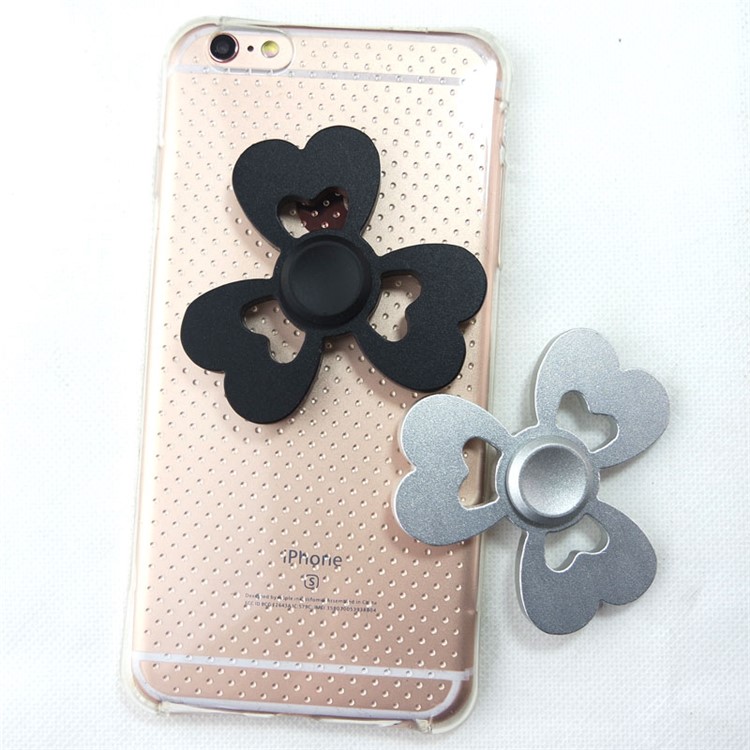 Heart Pattern Aluminum Alloy Tri-Spinner Fidget Spinner EDC Toy for ADHD Anxiety and Boredom - Black-7