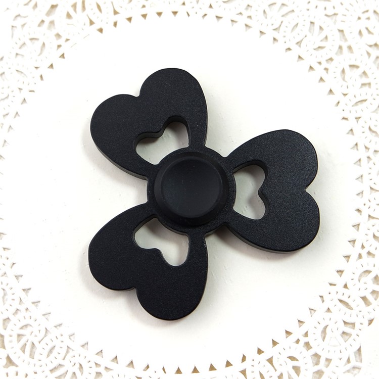 Heart Pattern Aluminum Alloy Tri-Spinner Fidget Spinner EDC Toy for ADHD Anxiety and Boredom - Black-8