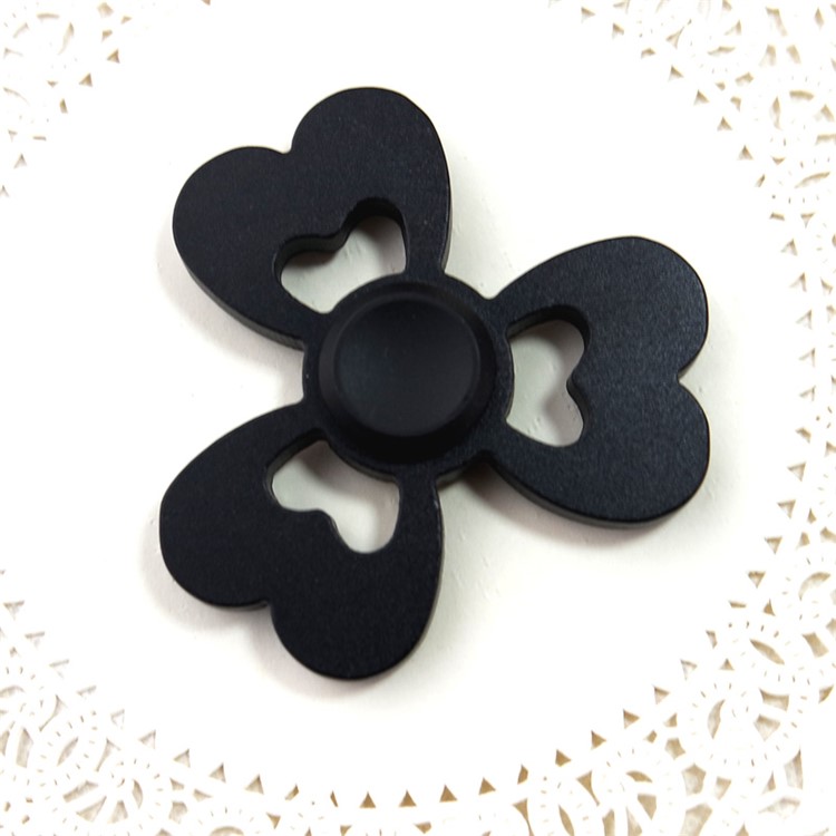 Heart Pattern Aluminum Alloy Tri-Spinner Fidget Spinner EDC Toy for ADHD Anxiety and Boredom - Black-9