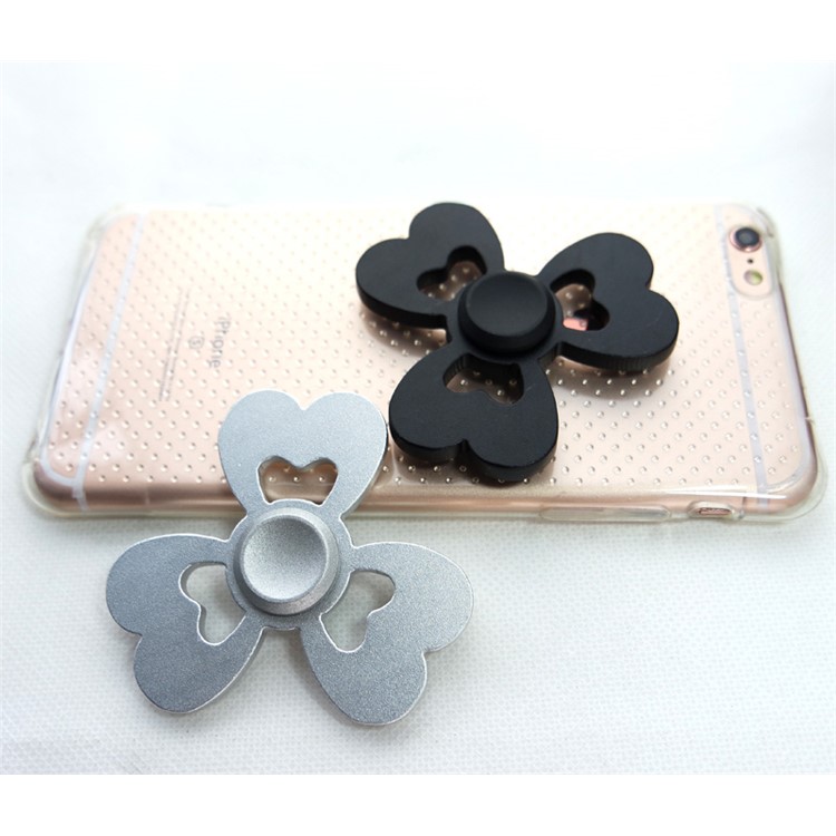 Heart Pattern Aluminum Alloy Tri-Spinner Fidget Hand Spinner EDC Toy for ADHD Anxiety and Boredom - Silver Color-6