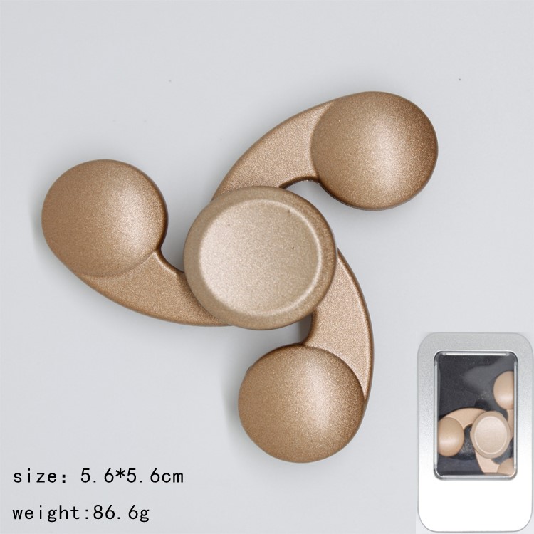 Tri-Spinner Fidget Kirsite Spinner Finger Toy EDC Focus Toy - Gold Color-5