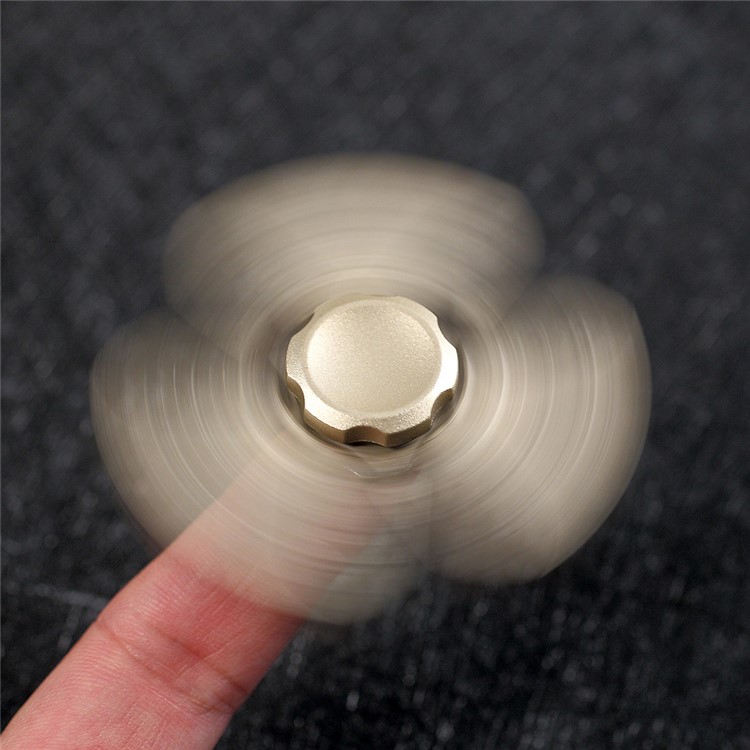 Shield Pattern Triangle Spinner Fidget EDC Toy Stress Reducer Relieve Anxiety - Gold-3