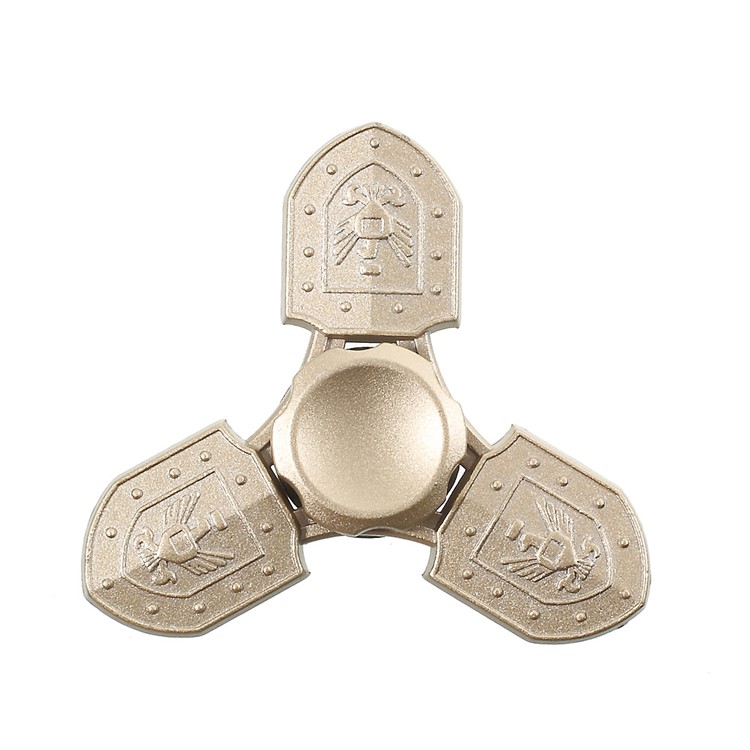 Shield Pattern Triangle Spinner Fidget EDC Toy Stress Reducer Relieve Anxiety - Gold-4